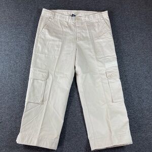 Y2K GAP Womens Cropped Cargo Pants Size 12 Light Beige Utility Outdoor
